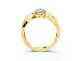 Yellow gold Fancy Pink Pear  Solitaire Twisted Band with Prong Setting_7
