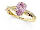 Yellow gold Fancy Pink Pear  Solitaire Twisted Pave Diamond Ring with Four-Prong Setting_81