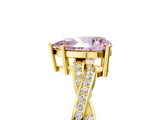 Yellow gold Fancy Pink Pear  Solitaire Twisted Pave Diamond Ring with Four-Prong Setting_85
