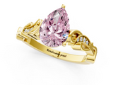 Yellow gold Fancy Pink Pear  Solitaire Vine Band with Milgrain Prong Setting_4