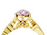 Yellow gold Fancy Pink Pear  Solitaire Vine Band with Milgrain Prong Setting_7