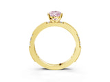 Yellow gold Fancy Pink Pear  Solitaire with Pavé Band and Four-Prong Setting_299