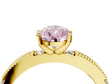 Yellow gold Fancy Pink Pear  Solitaire with Pavé Band and Four-Prong Setting_300