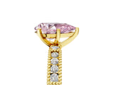 Yellow gold Fancy Pink Pear  Solitaire with Pavé Band and Four-Prong Setting_301