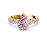 Yellow gold Fancy Pink Pear  Solitaire with Pave Band and Four-Prong Setting_3