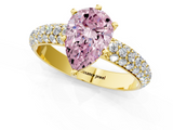 Yellow gold Fancy Pink Pear  Solitaire with Pave Band and Four-Prong Setting_4