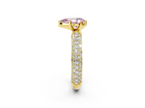 Yellow gold Fancy Pink Pear  Solitaire with Pave Band and Four-Prong Setting_5