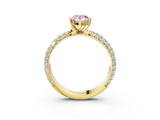 Yellow gold Fancy Pink Pear  Solitaire with Pave Band and Four-Prong Setting_6