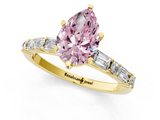 Yellow gold Fancy Pink Pear  Solitaire with Side Baguettes and Channel Set Band_66