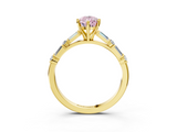 Yellow gold Fancy Pink Pear  Solitaire with Side Baguettes and Channel Set Band_68