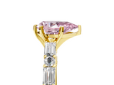 Yellow gold Fancy Pink Pear  Solitaire with Side Baguettes and Channel Set Band_70