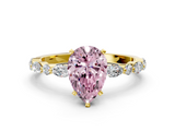 Yellow gold Fancy Pink Pear  Solitaire with Side Stones on a Pavé Band and Four-Prong Setting_23