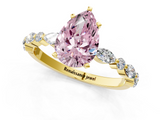 Yellow gold Fancy Pink Pear  Solitaire with Side Stones on a Pavé Band and Four-Prong Setting_24