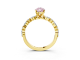 Yellow gold Fancy Pink Pear  Solitaire with Side Stones on a Pavé Band and Four-Prong Setting_26