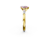 Yellow gold Fancy Pink Pear  Solitaire with Tapered Baguette Side Stones on a Classic Band with Four-Prong Setting_110