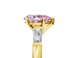 Yellow gold Fancy Pink Pear  Solitaire with Tapered Baguette Side Stones on a Classic Band with Four-Prong Setting_113