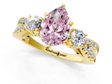 Yellow gold Fancy Pink Pear  Three-Stone Diamond Ring with Pavé Split Shank and Four-Prong Setting_62