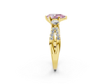 Yellow gold Fancy Pink Pear  Three-Stone Diamond Ring with Pavé Split Shank and Four-Prong Setting_63