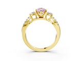 Yellow gold Fancy Pink Pear  Three-Stone Diamond Ring with Pavé Split Shank and Four-Prong Setting_64