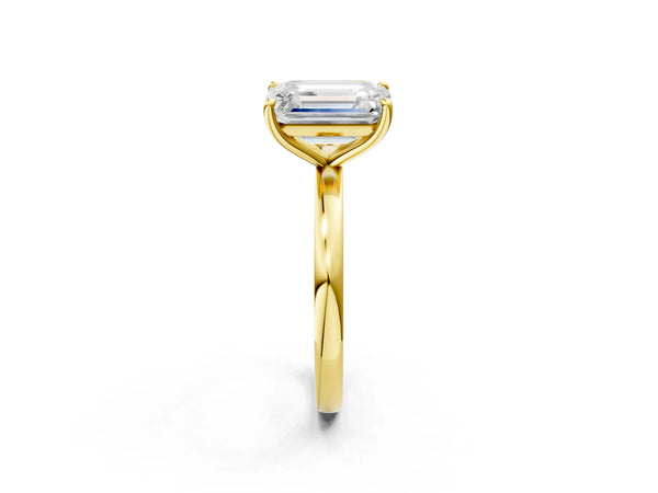 Yellow gold Fancy Pink Pear  and Emerald Cut Toi Moi Ring with Prong Setting