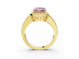 Yellow gold Fancy Pink Princess -Cut Halo Diamond Ring with Split Shank and Four-Prong Setting_20