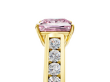 Yellow gold Fancy Pink Princess  Brilliant Channel-Set Solitaire Ring with Four-Prong Setting_22