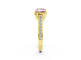 Yellow gold Fancy Pink Princess  Brilliant Cut Diamond Engagement Ring with Pavé Band and Four-Prong Setting_31