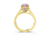 Yellow gold Fancy Pink Princess  Brilliant Cut Diamond Engagement Ring with Pavé Band and Four-Prong Setting_32