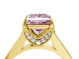 Yellow gold Fancy Pink Princess  Brilliant Cut Diamond Engagement Ring with Pavé Band and Four-Prong Setting_33