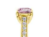 Yellow gold Fancy Pink Princess  Brilliant Cut Diamond Engagement Ring with Pavé Band and Four-Prong Setting_34