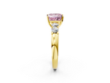 Yellow gold Fancy Pink Princess  Brilliant Cut Diamond Five-Stone Prong Set Engagement Ring with Channel Band_2