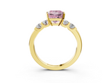 Yellow gold Fancy Pink Princess  Brilliant Cut Diamond Five-Stone Prong Set Engagement Ring with Channel Band_3
