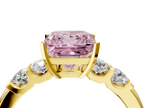 Yellow gold Fancy Pink Princess  Brilliant Cut Diamond Five-Stone Prong Set Engagement Ring with Channel Band_4