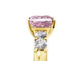 Yellow gold Fancy Pink Princess  Brilliant Cut Diamond Five-Stone Prong Set Engagement Ring with Channel Band_5