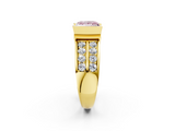 Yellow gold Fancy Pink Princess  Brilliant Diamond Channel Set Wide Band Ring with Bezel Setting_2