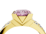 Yellow gold Fancy Pink Princess  Brilliant Diamond Channel Set Wide Band Ring with Bezel Setting_4
