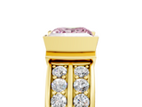 Yellow gold Fancy Pink Princess  Brilliant Diamond Channel Set Wide Band Ring with Bezel Setting_5