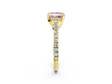 Yellow gold Fancy Pink Princess  Brilliant Diamond Solitaire with Pavé Band and Four-Prong Setting 3