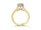 Yellow gold Fancy Pink Princess  Brilliant Diamond Solitaire with Pavé Band and Four-Prong Setting 4