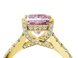 Yellow gold Fancy Pink Princess  Brilliant Diamond Solitaire with Pavé Band and Four-Prong Setting 5