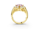 Yellow gold Fancy Pink Princess  Brilliant Flower Halo Diamond Split Shank Ring_72
