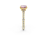 Yellow gold Fancy Pink Princess  Brilliant Pavé Band Solitaire with Four-Prong Setting_20