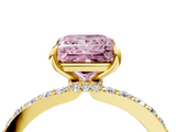 Yellow gold Fancy Pink Princess  Brilliant Pavé Band Solitaire with Four-Prong Setting_22
