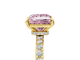 Yellow gold Fancy Pink Princess  Brilliant Pavé Band Solitaire with Four-Prong Setting_23