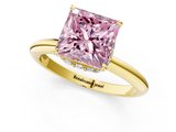 Yellow gold Fancy Pink Princess  Brilliant Solitaire Engagement Ring with Six-Prong Setting and Classic Band_1