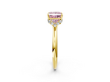 Yellow gold Fancy Pink Princess  Brilliant Solitaire Engagement Ring with Six-Prong Setting and Classic Band_2