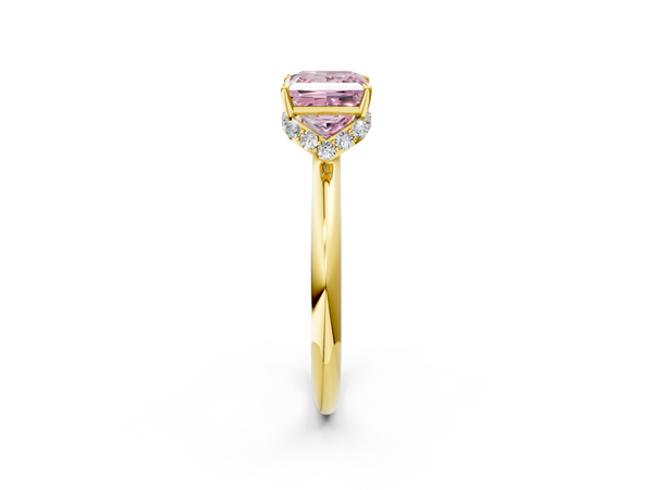 Yellow gold Fancy Pink Princess  Brilliant Solitaire Engagement Ring with Six-Prong Setting and Classic Band