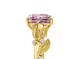 Yellow gold Fancy Pink Princess  Brilliant Solitaire with Leaf Motif Band and Four-Prong Setting_37