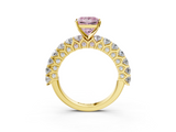 Yellow gold Fancy Pink Princess  Brilliant Solitaire with Pavé Band and Four-Prong Setting_21
