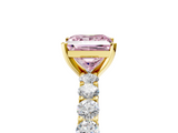 Yellow gold Fancy Pink Princess  Brilliant Solitaire with Pavé Band and Four-Prong Setting_23